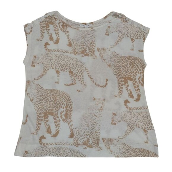 Jane + Delancey Womens Beige Top With Leopard Print Pattern, rayon and linen. - Picture 1 of 8
